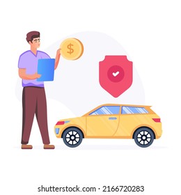 A character-based flat illustration of car insurance 