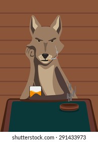 character.coyote. whiskey. vector