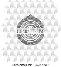 Characterise grey emblem. Vintage with geometric cube white background