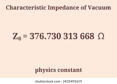 Charakteristische Impedanz des Vakuums. Physik konstant. Bildung. Wissenschaft. Vektorgrafik.