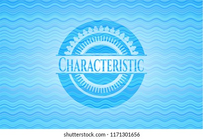 Characteristic light blue water wave badge.