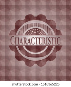 Characteristic red seamless polygonal badge.