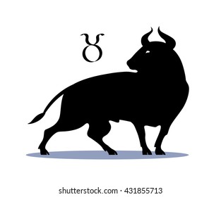 Characteristic vector graphic silhouette of the bull on a white background, sign, icon, star sign, zodiac and business character.