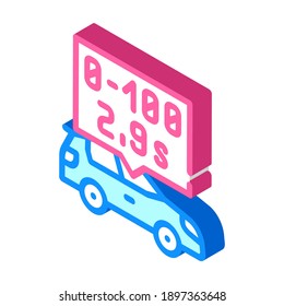 Merkmale des elektrischen Autos isometrische Icon Vektorgrafik. Kennzeichen für Elektroautos. einzelne Symbolillustration