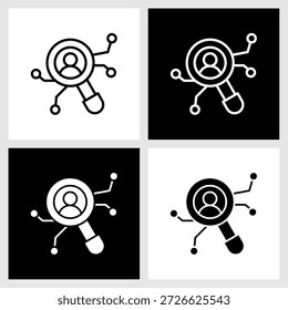 Ícone de características com plano de fundo preto e branco