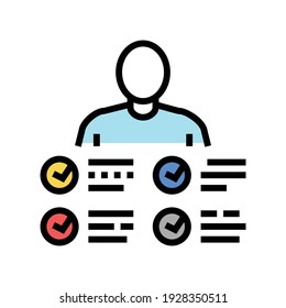 Charakteristika Geschicklichkeitsfarben Symbol Vektorgrafik. Kennzeichen. einzelne Symbolillustration