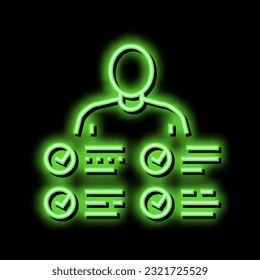 caracteristicas del vector de signos de luz de neón de habilidad. ilustración de características