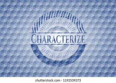 Characterize blue emblem with geometric background.
