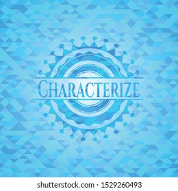 Characterize realistic light blue mosaic emblem