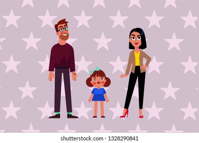 characters for animation. dad mom and daughter