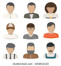 Characters avatars in cartoon flat style. People avatars collection - stock vector