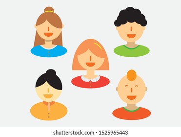 Characters avatars in cartoon flat style. People avatars collection 