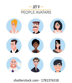 avatares de personajes en estilo plano de caricatura. Establecer 5