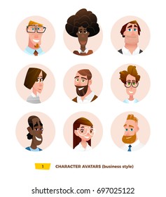 Characters avatars in cartoon flat style