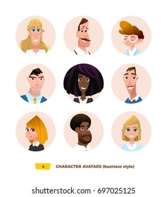 Characters avatars in cartoon flat style