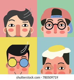 Characters avatars in cartoon flat style