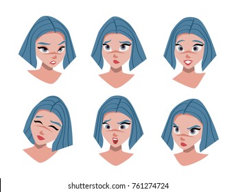 Characters avatars emotion. Cartoon vector illustration.