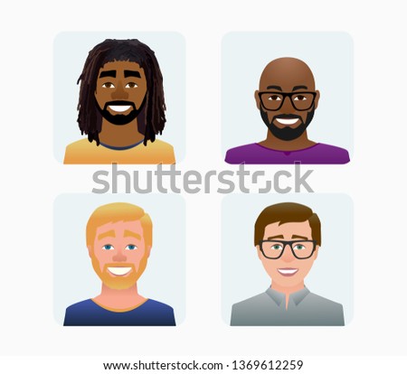 Characters avatars profile in flat cartoon style color illustration 