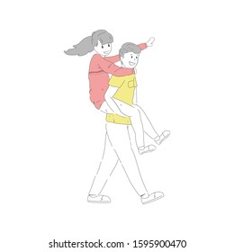  characters cartoon cute couple of lover doodle  vector