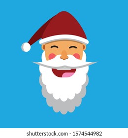 characters cartoon flat icon Santa Claus. Vector illustration isolated on blue background. emotions funny