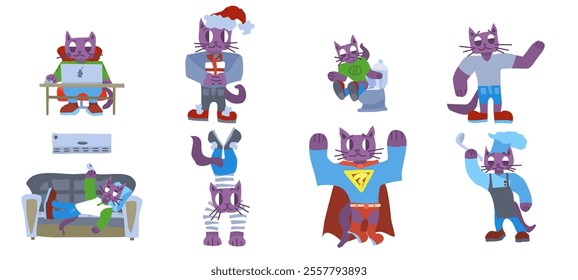 characters for children room cats funny flat style. stock vector image