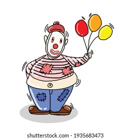 The characters A clown holding a balloon. Cute illustrations.