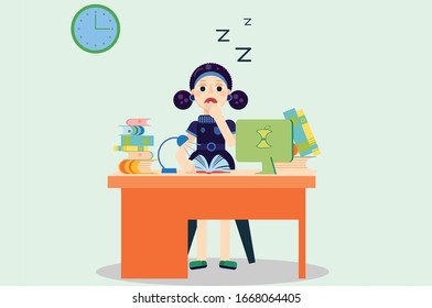 A Characters of a college student sleepy, school theme. Simple character vector illustration, this illustration can use as a sticker also