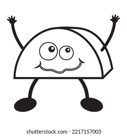 Characters, colorful three-dimensional geometric shapes of kawaii, black outline, doodle style, children's illustration