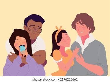 characters couples portrait, vector style