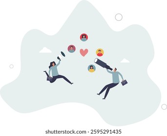 characters create advertising strategy. Digital marketing and communication concept.flat character life .