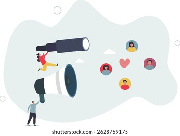 characters create advertising strategy. Digital marketing and communication concept. character life .