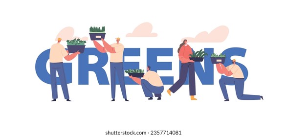 Caracteres Que Cultivan Microvegetales, Pequeñas Plantas Comestibles Cosechadas En Una Etapa Temprana, Muestran Una Pasión Por El Fresco