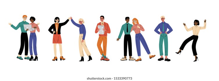 Characters in different situations cartoon vector illustration