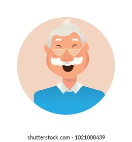 Characters emotions. Vector avatar for business icons. Happy and laughing old men character vector illustration. Grandfather character -stock vector