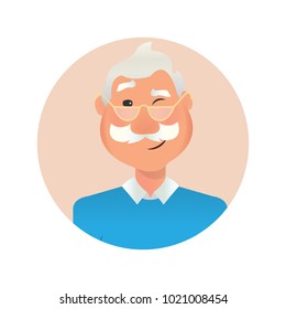 Characters emotions. Vector avatar for business icons. old men character vector illustration. Grandfather character -stock vector