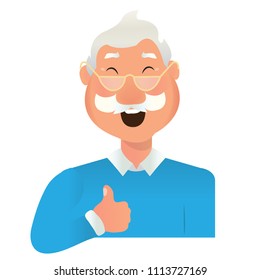 Characters emotions. Vector avatar for business icons. Happy and laughing old men character vector illustration. Grandfather character -stock vector
