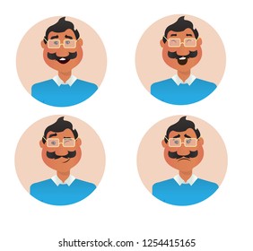 Characters emotions. Vector avatar for business icons. Happy and laughing old men character vector illustration. Grandfather character -stock vector