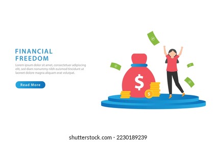 Characters enjoying financial freedom and independence. Concept of passive income. Vector illustration