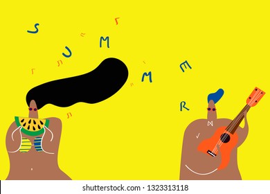 Characters enjoying the summertime vector