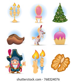 Characters from the fairy tale Nutcracker and Mouse King. Christmas and New Year illustration and decor.