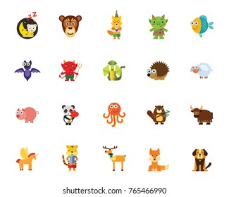 Characters in fairy tales icon set