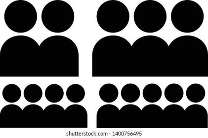 Characters, figuers symbol. Group with different number of members