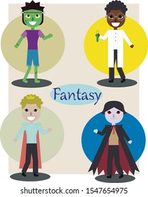 Characters, flat design, for various uses. Editable.