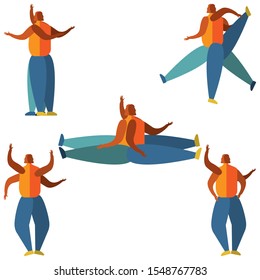 Characters of flat people with emotions and gestures. Vector EPS 10