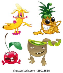 Characters fruits. Funny cartoon and vector isolated objects