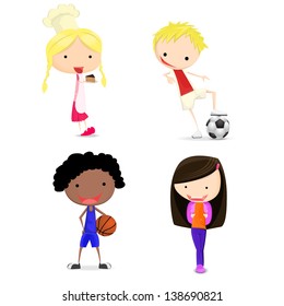 characters funny kids on a white background