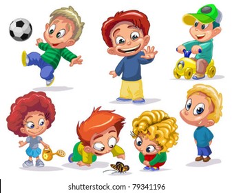 characters funny kids on a white background