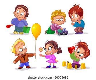 characters funny kids on a white background