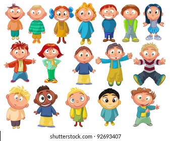 characters funny kids on a white background