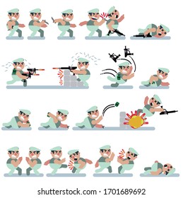 Characters , game, flat,green berret ,icon man, cartoon